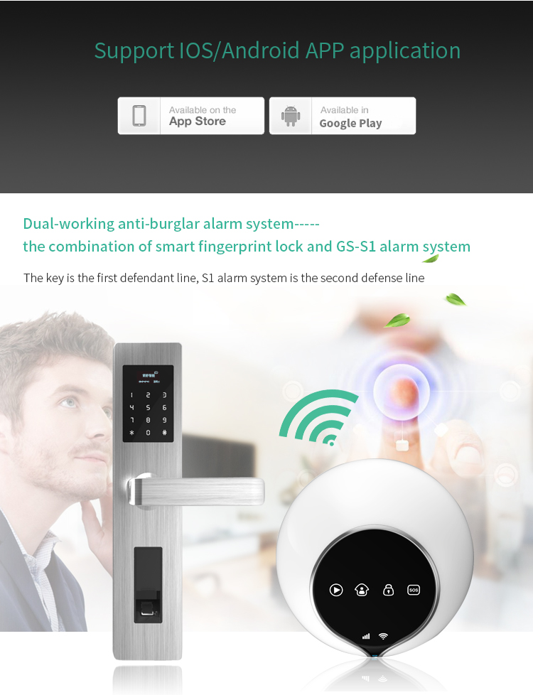 (image for) Smart fingerprint door lock workable with home alarm system