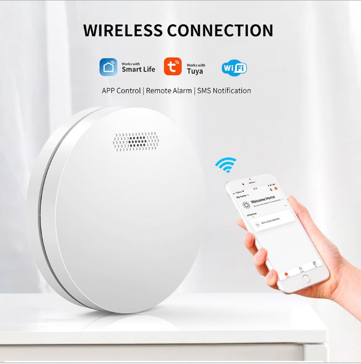 2 x Smart WLAN Rauchmelder Wifi Rauch-/Hitzemelder mit Tuya App Push-Alarm 